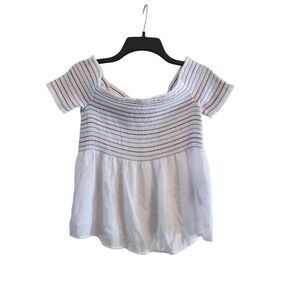 Guess Los Angeles off the shoulder baby doll top with elastic rouching size Medi